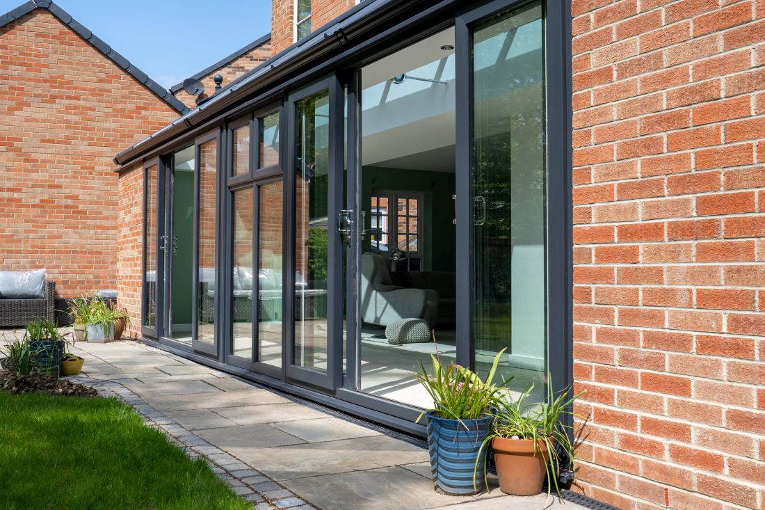 modern orangery with sliding doors